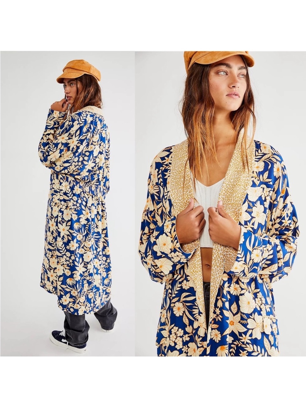 Free People Wild Nights Duster Floral Print small